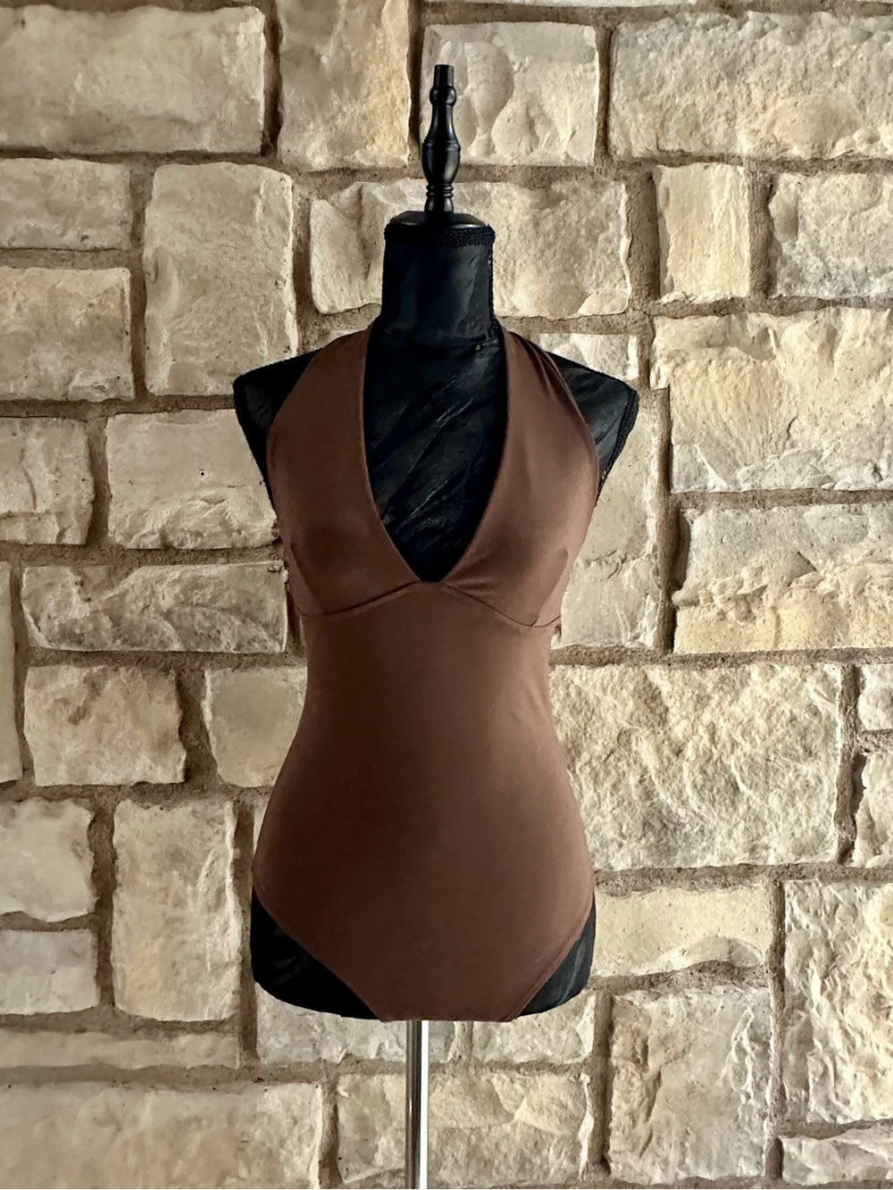 Women’s Halter V-Neck Tank Top in Brown